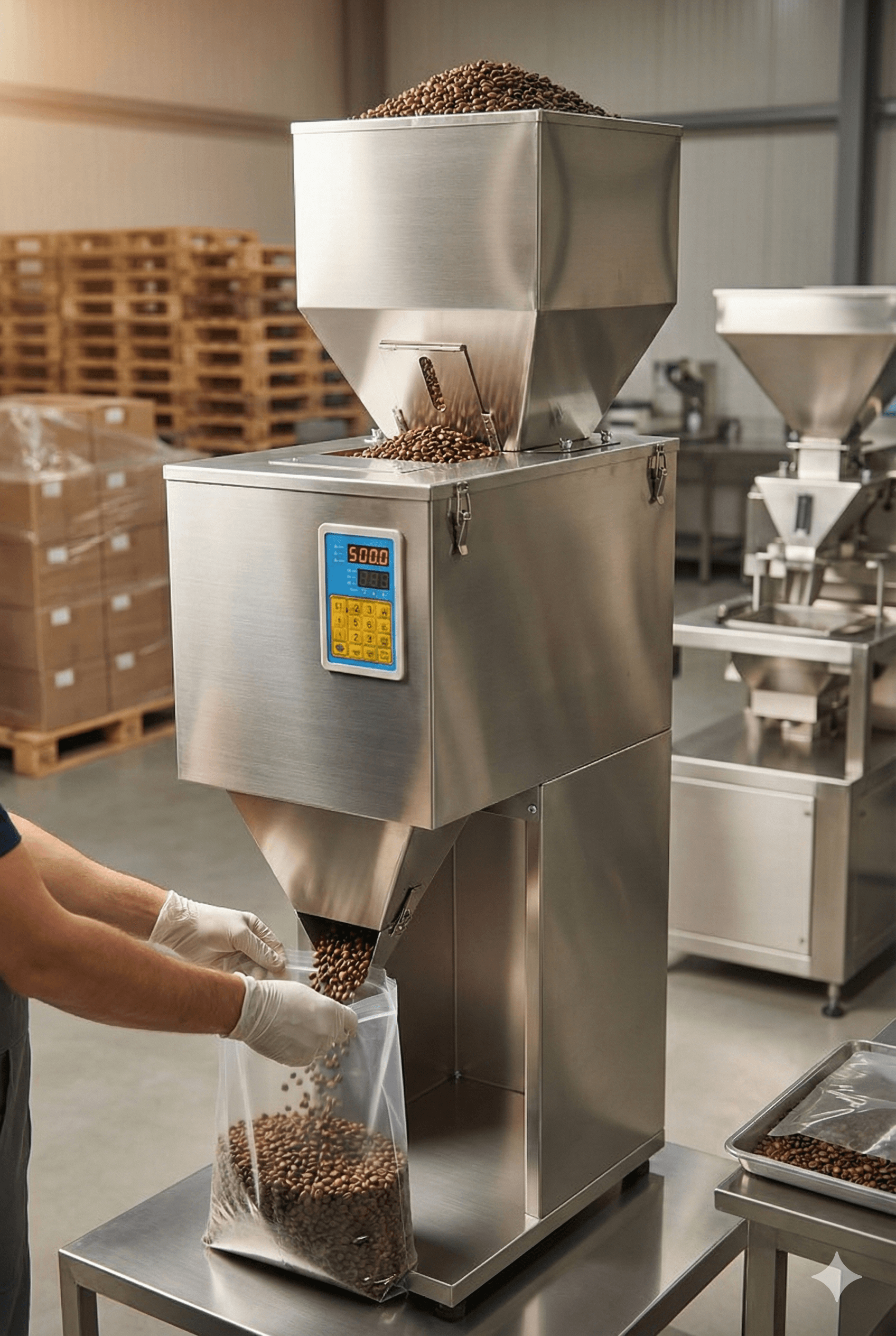 Дозатор в работе — фасовка кофе